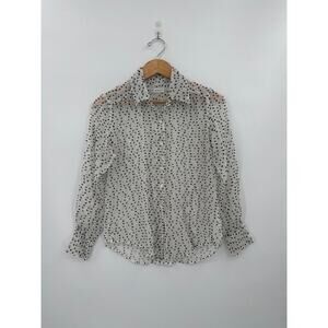 Jill McGowen Swiss Dot Sheer Ivory long sleeve blouse Size medium